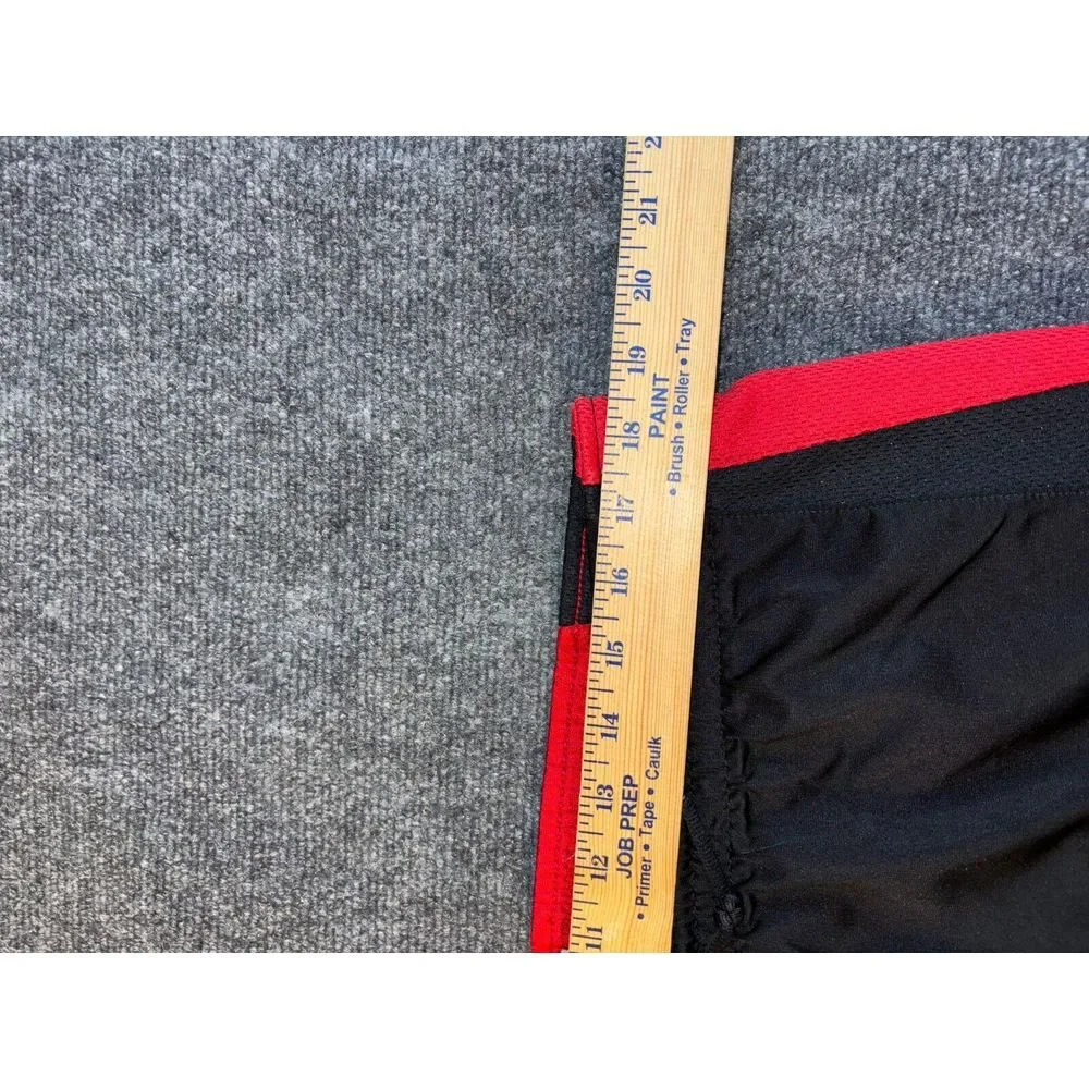 Nike Athletic Shorts Men Black Red Mesh Reversible Elastic Waist Drawstring Logo